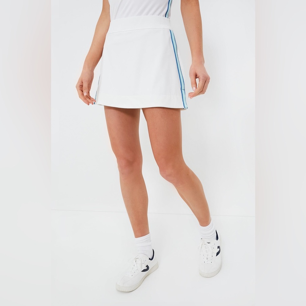 Tuckernuck White Tennis Skirt with Blue Stripe